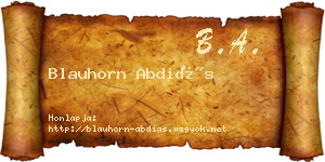 Blauhorn Abdiás névjegykártya
